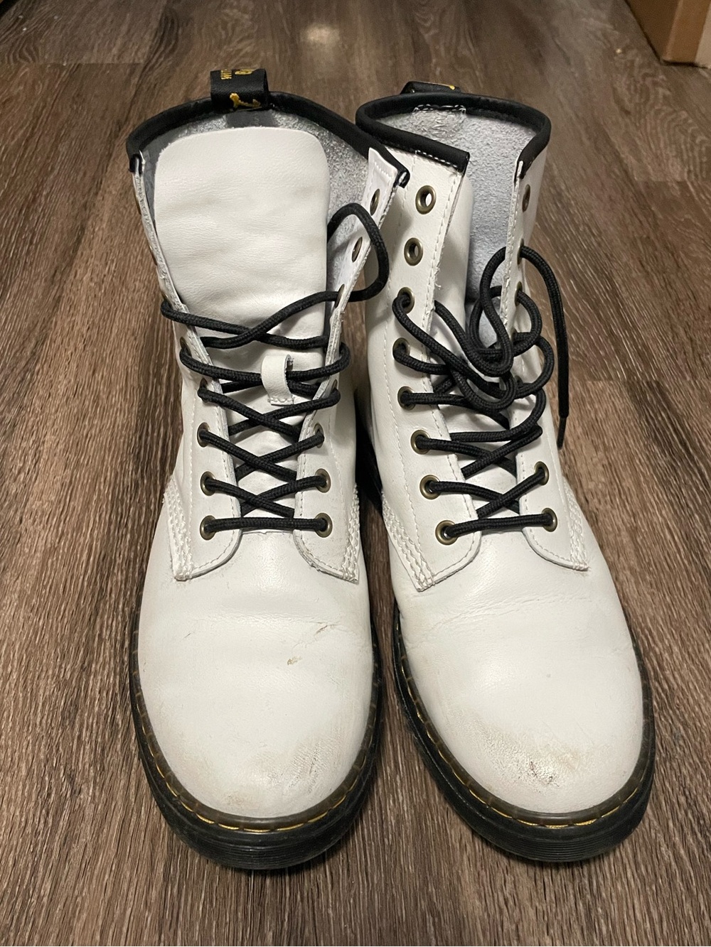 White Dr Martens Combat Boot /  Women’s 10